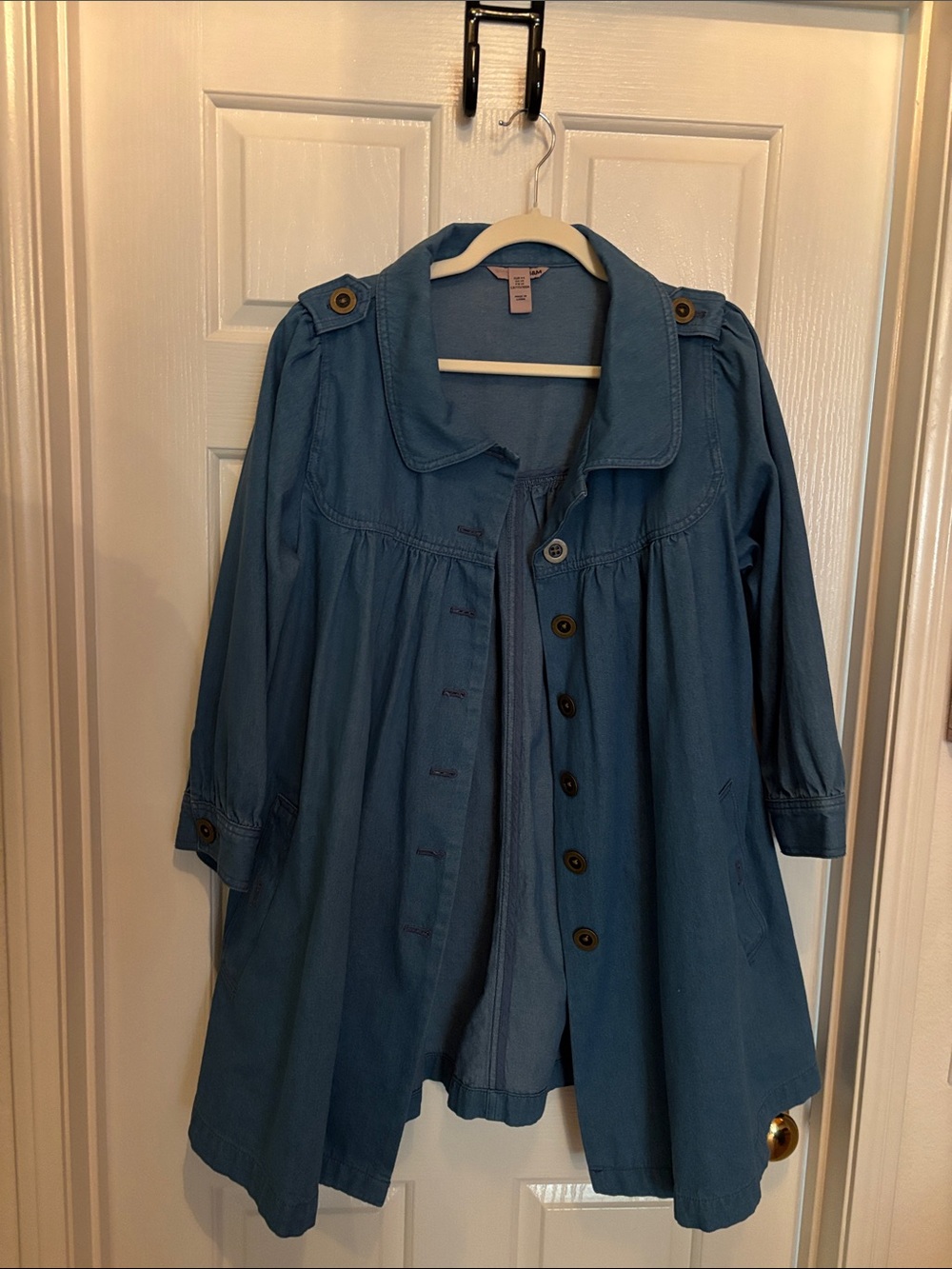 H&M Blue Button-Front Swing Jean Jacket
